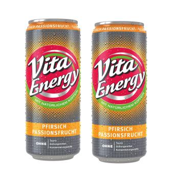 2 Dosen Vita Energy, Energy Drink mit Koffein, je 0,33l - MEHRWEG